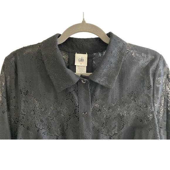 Cabi St. Regis Blouse – Sheer Black Lace Button-Up, Size M - Picture 5 of 5